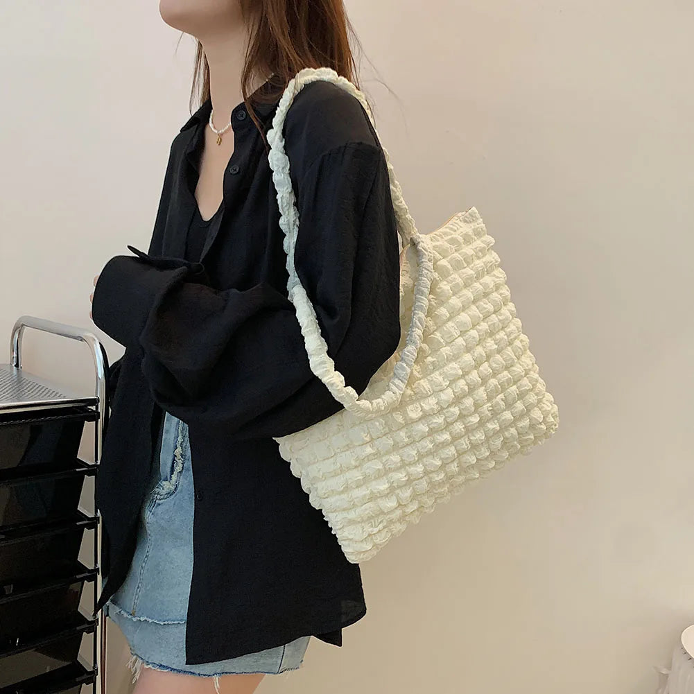 Women Cloud Bubbles Shoulder Bag Large Capacity Underarm Tote Handbag