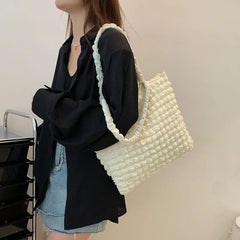 Women Cloud Bubbles Shoulder Bag Large Capacity Underarm Tote Handbag