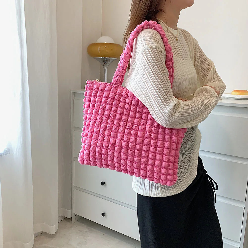 Women Cloud Bubbles Shoulder Bag Large Capacity Underarm Tote Handbag
