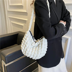 Women Cloud Bubbles Shoulder Bag Soft Cloth Handbag