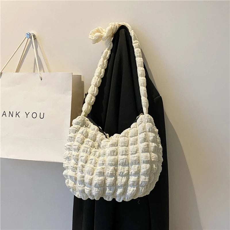 Women Cloud Bubbles Shoulder Bag Soft Cloth Handbag