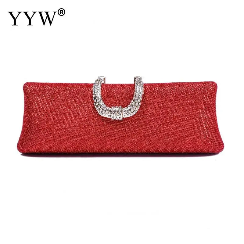 Red Rhinestone Evening Party Clutch Purse
