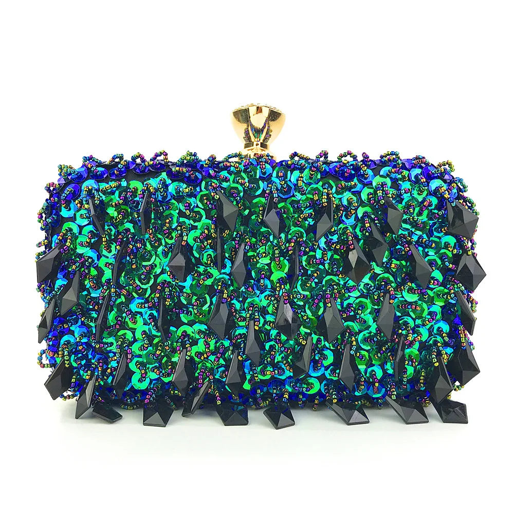 Beaded Crystal Evening Clutch Wedding Purse Rhinestone Handbag