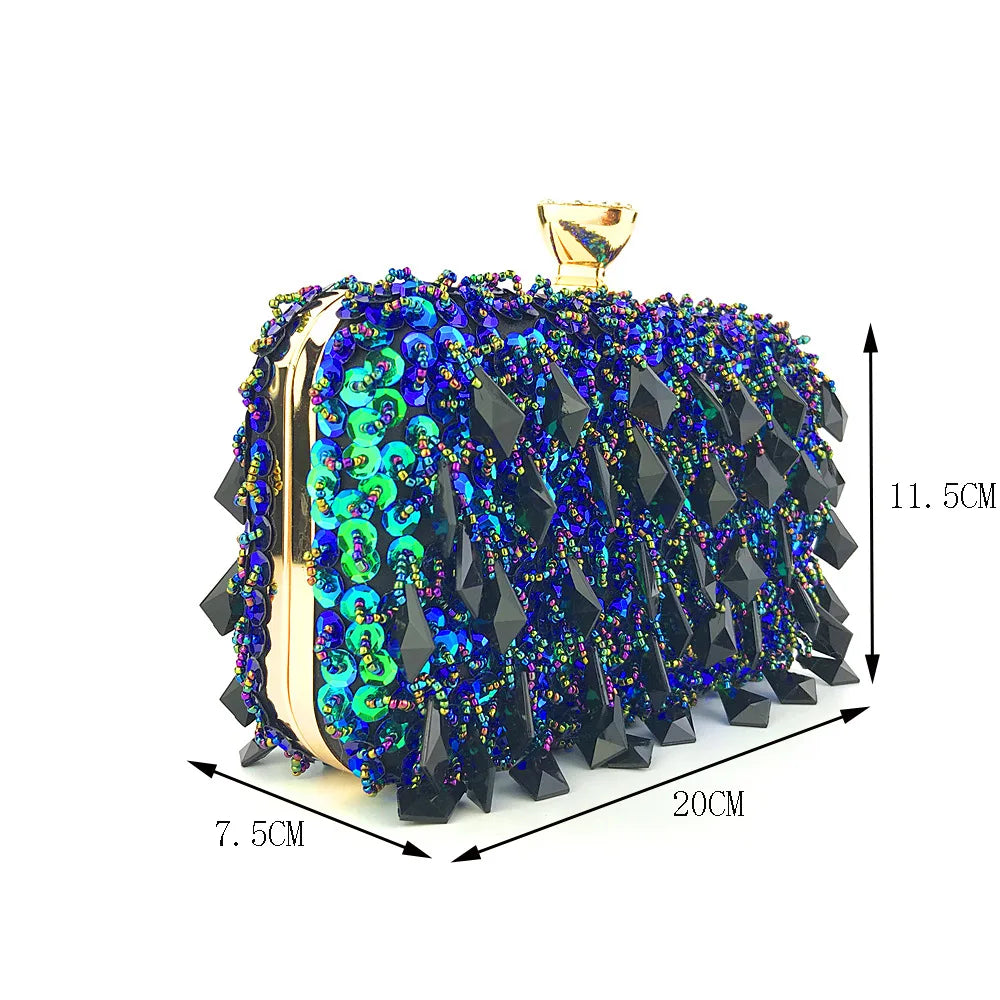 Beaded Crystal Evening Clutch Wedding Purse Rhinestone Handbag