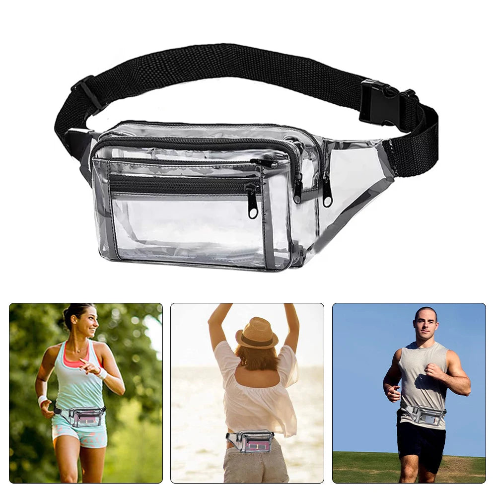 Women Concert Fanny Pack Phone Holder PVC Belt Bag Waterproof Camping Running