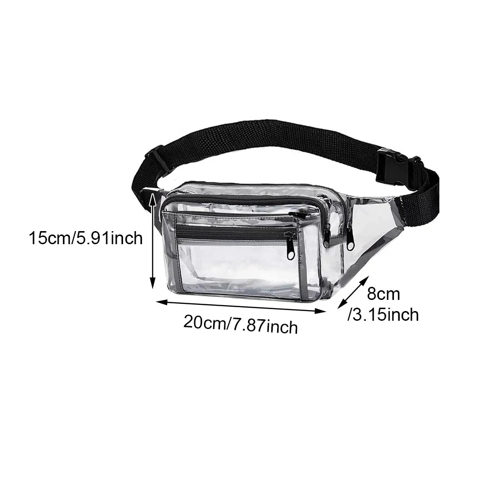 Women Concert Fanny Pack Phone Holder PVC Belt Bag Waterproof Camping Running