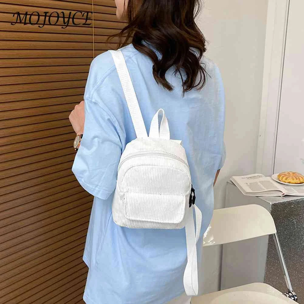 Unisex Corduroy Backpack Large Capacity Softback for Teens