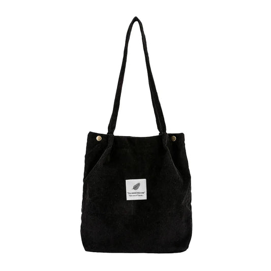 Women Corduroy Canvas Tote Handbag Reusable Shoulder Bag Girls Casual Shopping
