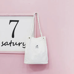 Women Corduroy Canvas Tote Handbag Female Shoulder Bags