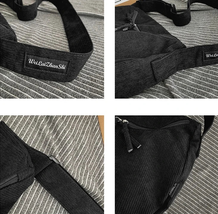 Women Corduroy Medium Size Pouch Sling Bag