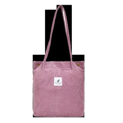 Corduroy Canvas Shoulder Bag Eco-Friendly Storage Handbag