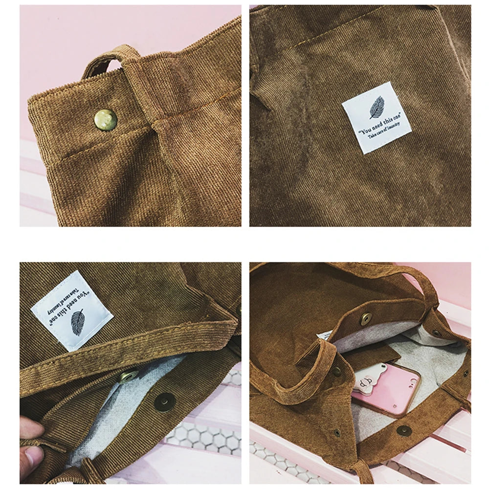 Corduroy Shopping Bag Canvas Shoulder Bag