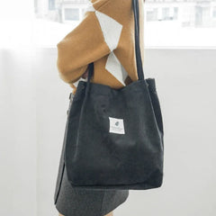 Corduroy Canvas Shoulder Bag Eco-Friendly Storage Handbag