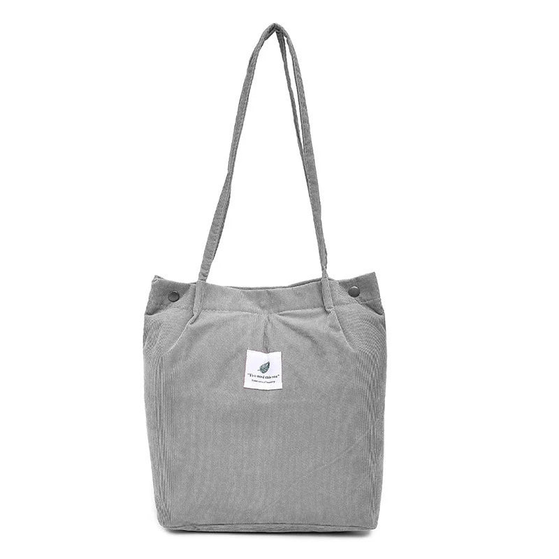 Corduroy Canvas Shoulder Bag Reusable Eco Tote Handbag