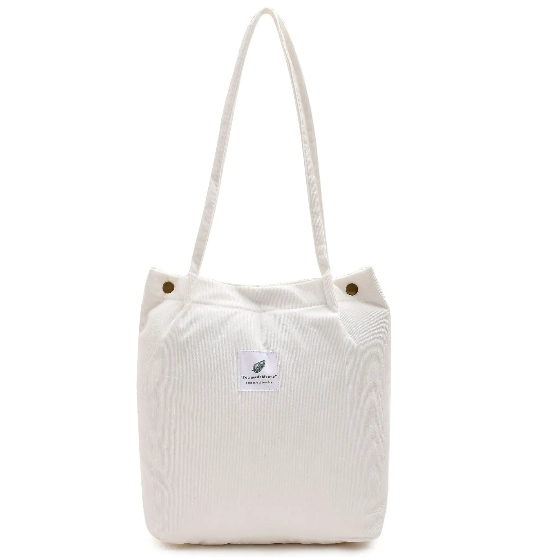 Corduroy Shopping Tote Bag Canvas Shoulder Handbag Eco Friendly Foldable Grocery