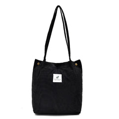 Corduroy Shopping Tote Bag Canvas Shoulder Handbag Eco Friendly Foldable Grocery