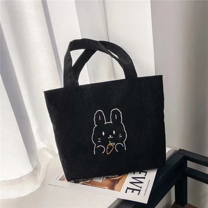 Women Corduroy Shoulder Bag Casual Canvas Tote Soft Crossbody Bags
