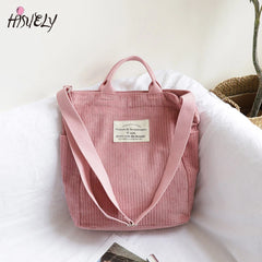 Corduroy Shoulder Bag Large Capacity Tote Female Crossbody Messenger Bags
