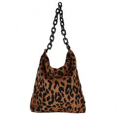 Leopard Corduroy Shoulder Bag Large Capacity Handbag