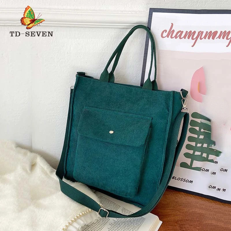 Corduroy Crossbody Bag Women's Handbag Student Tote Bag