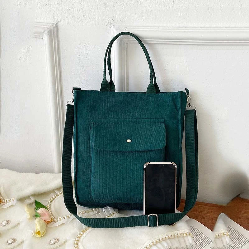 Corduroy Crossbody Bag Women's Handbag Student Tote Bag