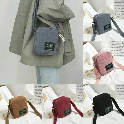Corduroy Shoulder Shopping Bag Tote Crossbody Satchel Handbag