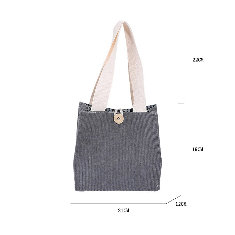 Corduroy Small Tote Shoulder Bag Lady Handbag Purse Wallet