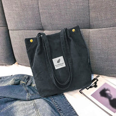 Women Corduroy Tote Bag Casual Solid Shoulder Bag High Capacity Ladies