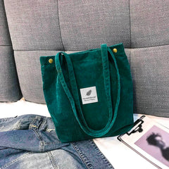 Women Corduroy Tote Bag Casual Solid Shoulder Bag High Capacity Ladies