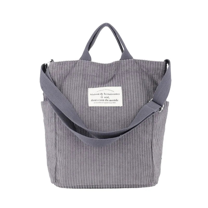 Corduroy Tote Handbag Women Large Capacity Shoulder Bag
