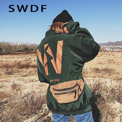 Women Corduroy Waist Bag Ladies Canvas Fanny Pack Brown Phone Chest Banana Bag