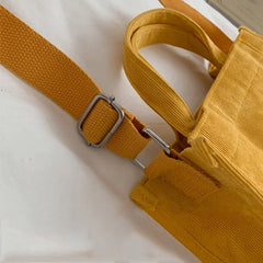 Corduroy Zipper Shoulder Bag Small Handbag Eco Crossbody Bag