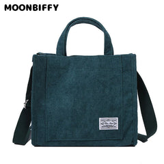 Women Corduroy Zipper Shoulder Bag Small Handbag