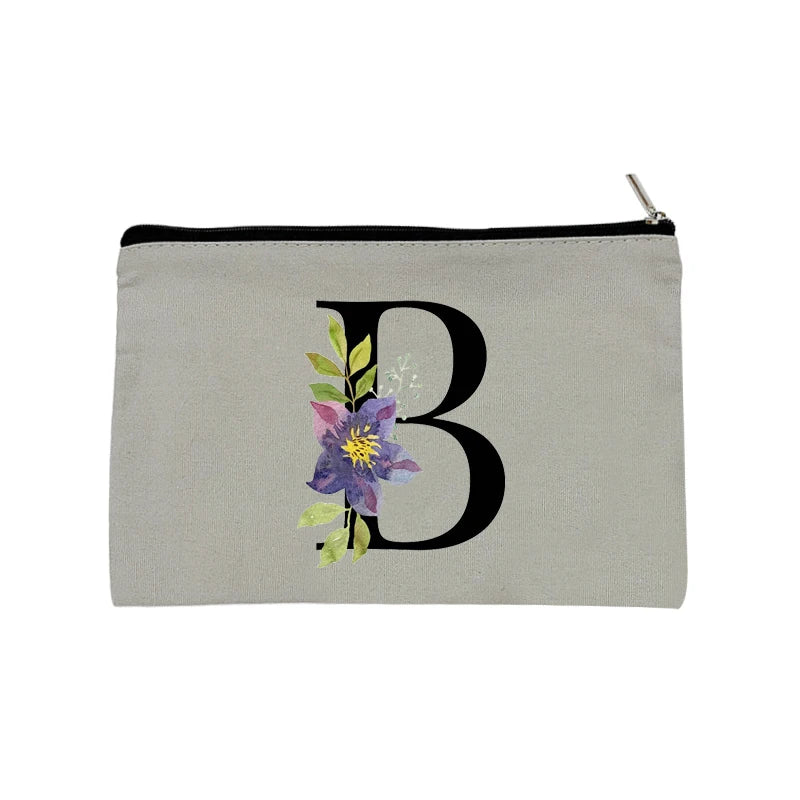 Floral Print Cosmetic Organizer Travel Bag Grey