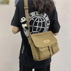 Women Cotton Bucket Pouch Tooling Postman Handbag Totes