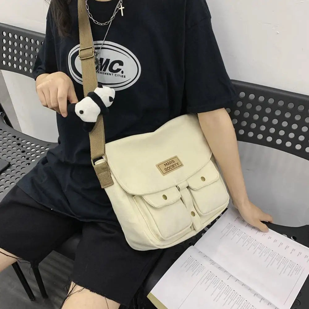 Women Cotton Bucket Pouch Tooling Postman Handbag Totes
