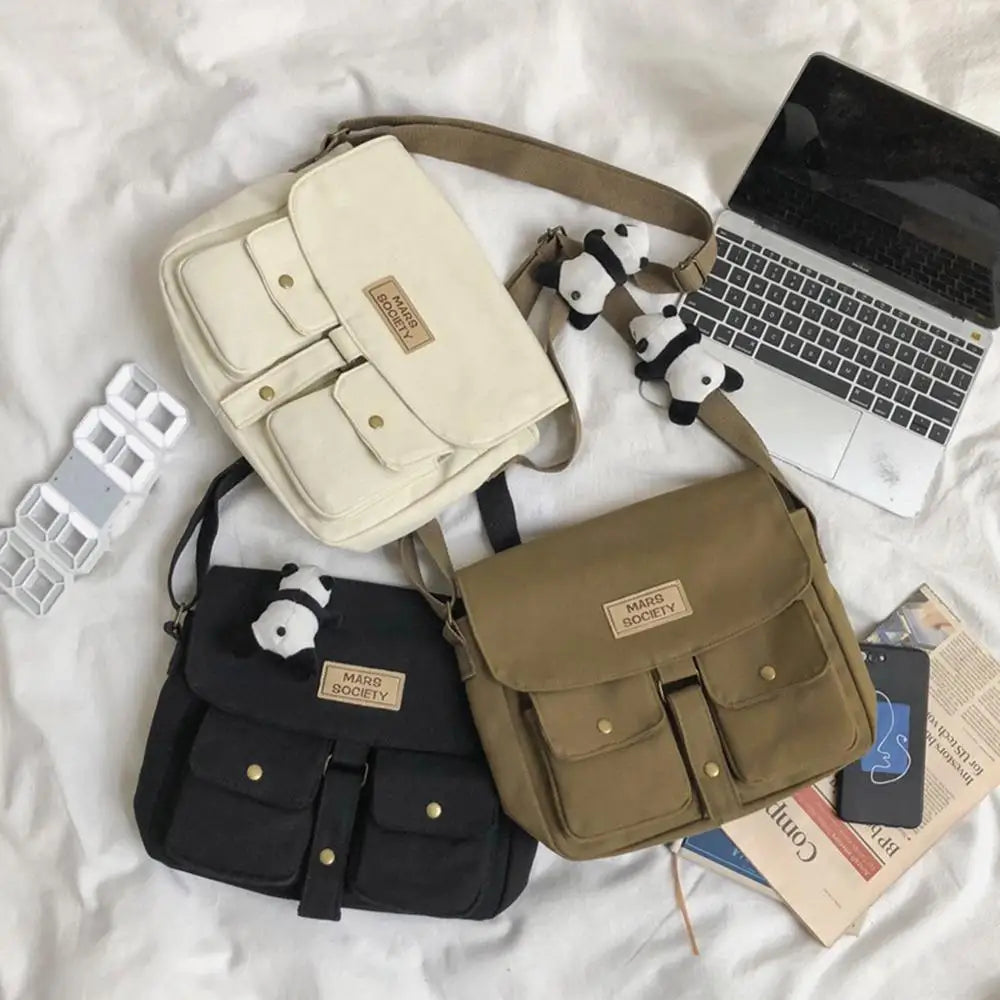 Women Cotton Bucket Pouch Tooling Postman Handbag Totes
