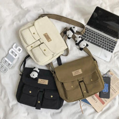 Women Cotton Bucket Pouch Tooling Postman Handbag Totes