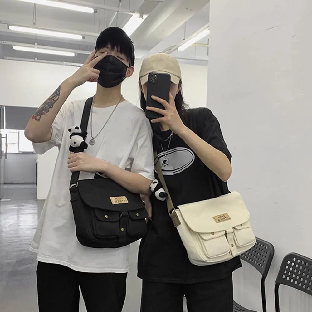 Women Cotton Bucket Pouch Tooling Postman Handbag Totes