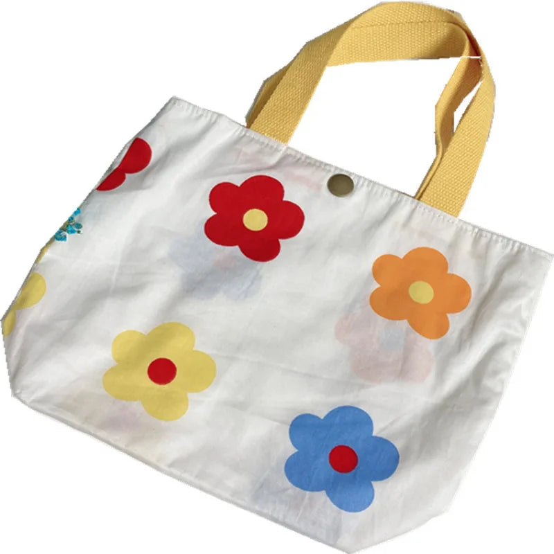 Flower Print Cotton Handbag Canvas Tote Eco Travel Lunch Bag