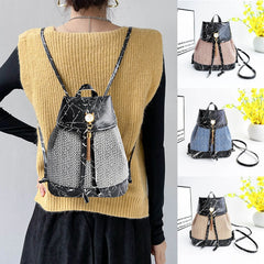 Vintage Stone Pattern Tassel Bag Drawstring Backpack