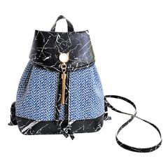 Vintage Stone Pattern Tassel Bag Drawstring Backpack