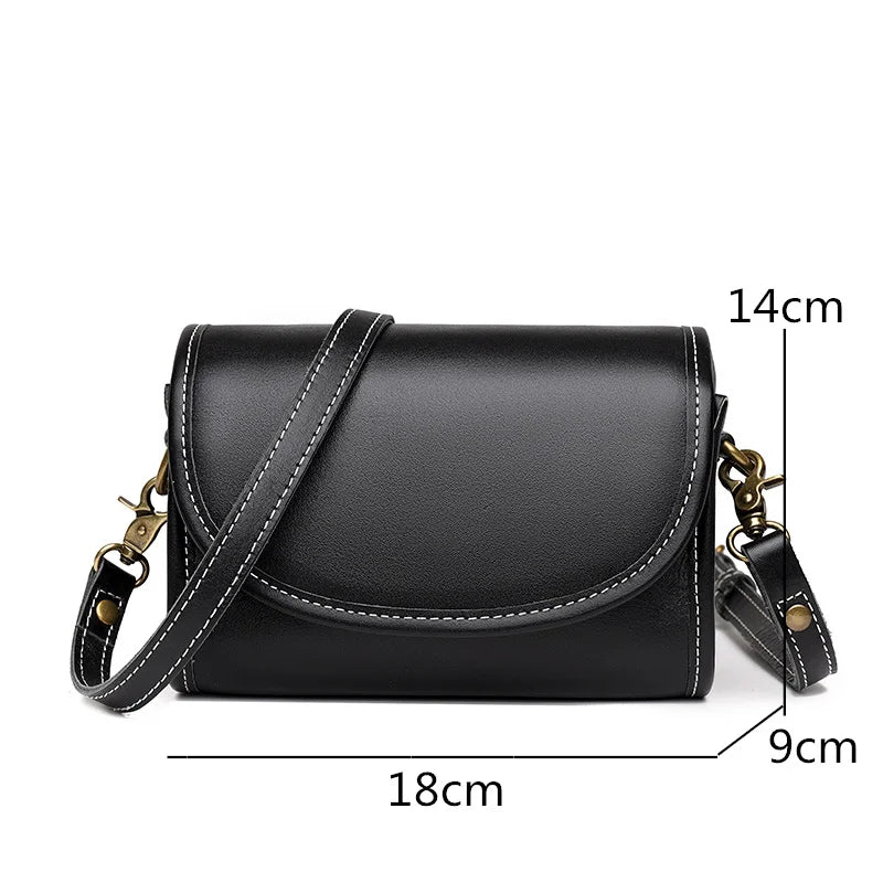 Women Cow Leather Shoulder Crossbody Bag Small Solid Leather Handbag
