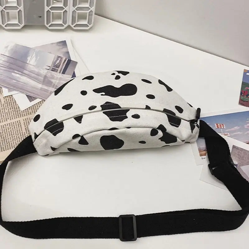 Women Cow Print Fanny Pack Travel Hip Shoulder Bag Purse