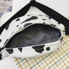 Women Cow Print Fanny Pack Travel Hip Shoulder Bag Purse