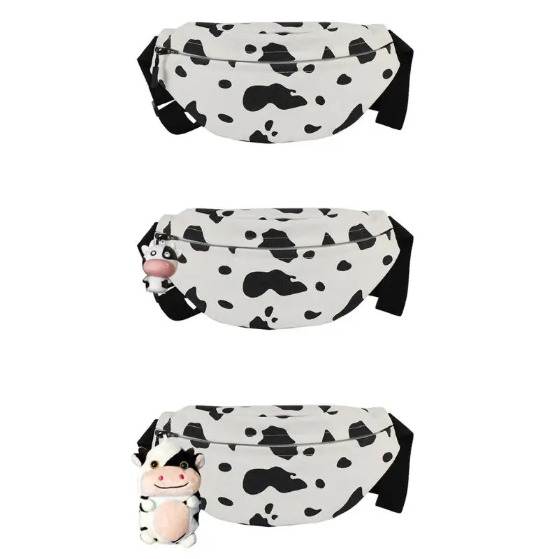 Women Cow Print Fanny Pack Travel Hip Shoulder Bag Purse