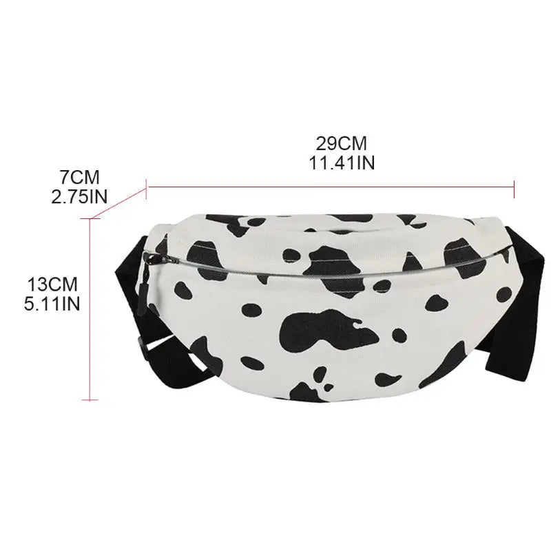 Women Cow Print Fanny Pack Travel Hip Shoulder Bag Purse