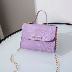 Crocodile Pattern Crossbody Shoulder Bag - Purple