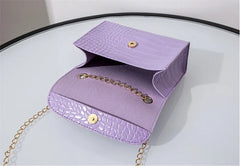 Crocodile Pattern Crossbody Shoulder Bag - Purple