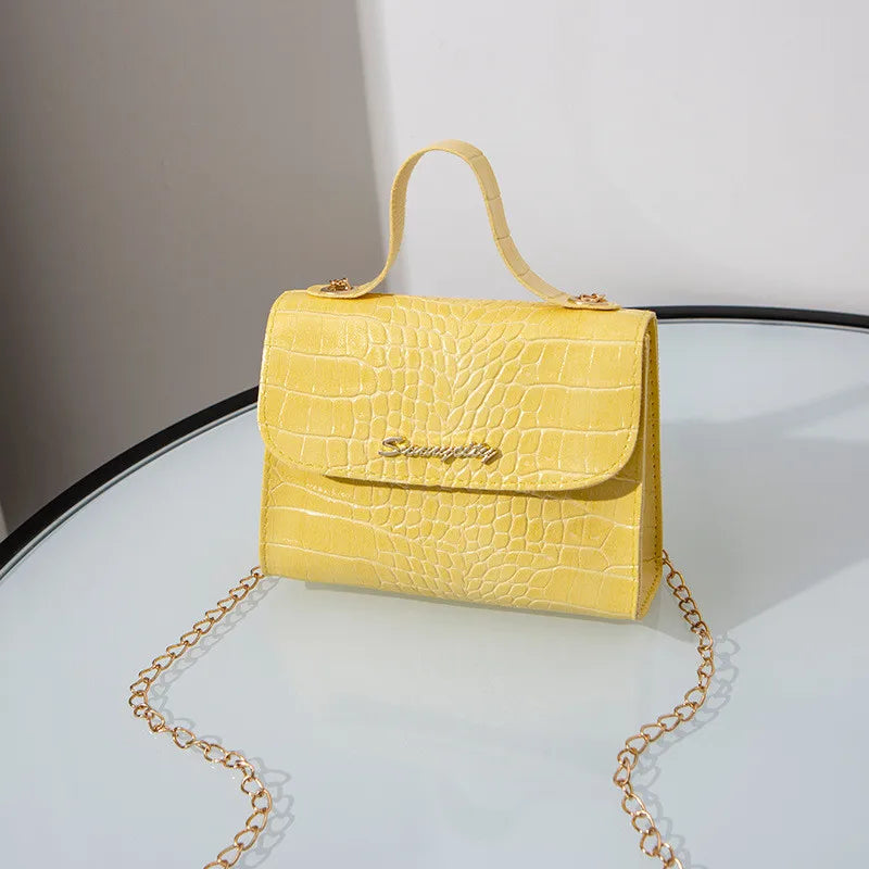 Crocodile Pattern Crossbody Shoulder Bag - Purple